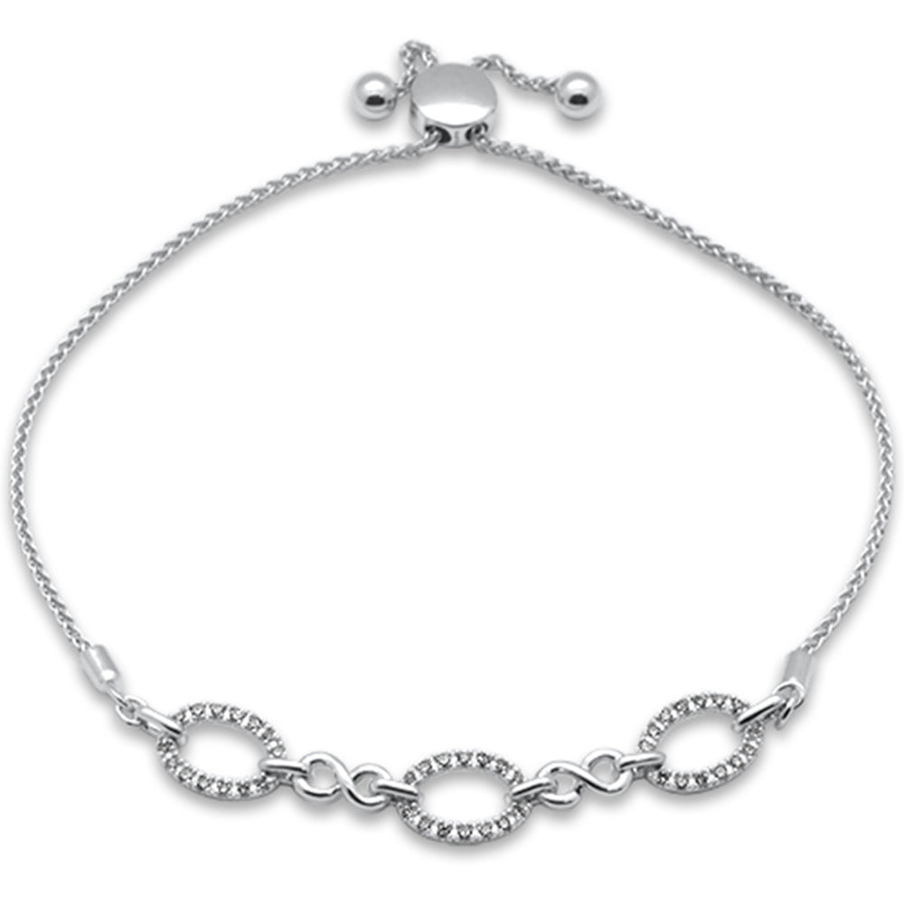 SPECIAL!.19ct G SI 14K White Gold Diamond Adjustable Bola Bracelet 7.25" Long Adjustable