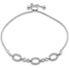 SPECIAL!.19ct G SI 14K White Gold Diamond Adjustable Bola Bracelet 7.25" Long Adjustable
