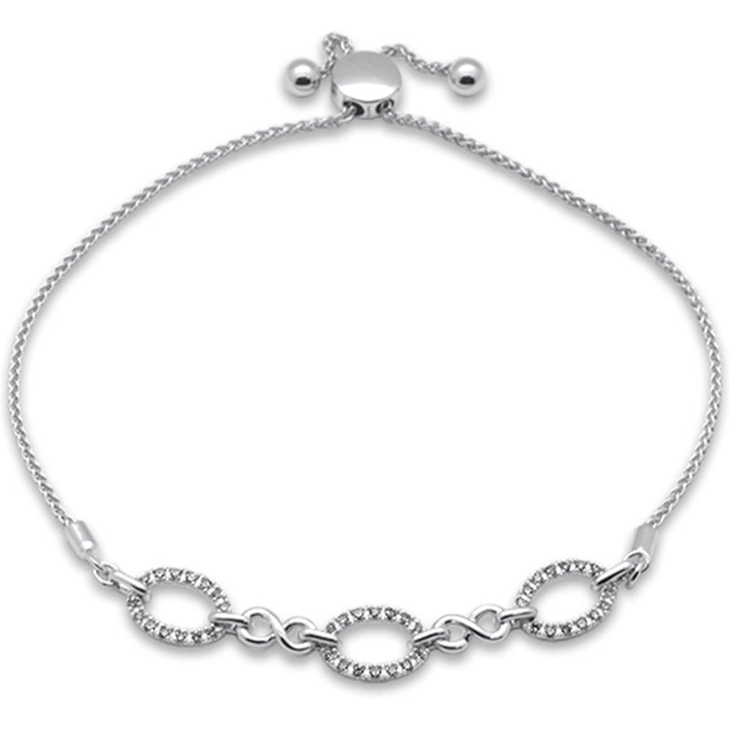 SPECIAL!.19ct G SI 14K White Gold Diamond Adjustable Bola Bracelet 7.25" Long Adjustable