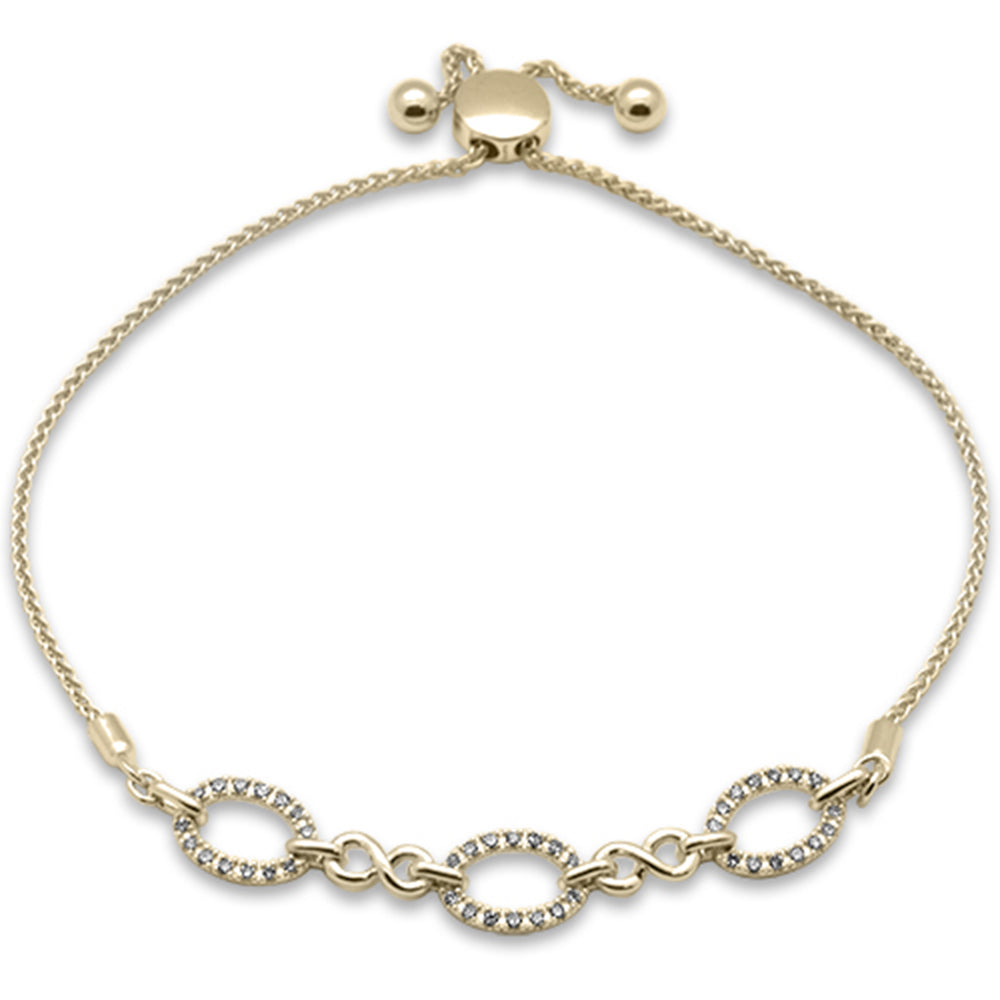 SPECIAL!.20ct G SI 14K Yellow Gold Diamond Adjustable Bola Bracelet 7.25" Long Adjustable