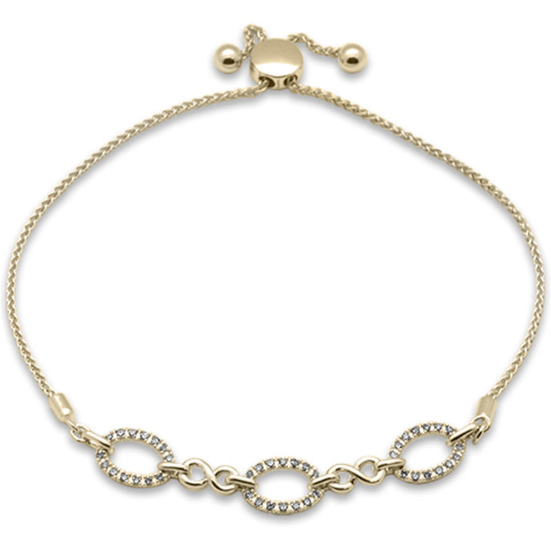 SPECIAL!.20ct G SI 14K Yellow Gold Diamond Adjustable Bola Bracelet 7.25" Long Adjustable