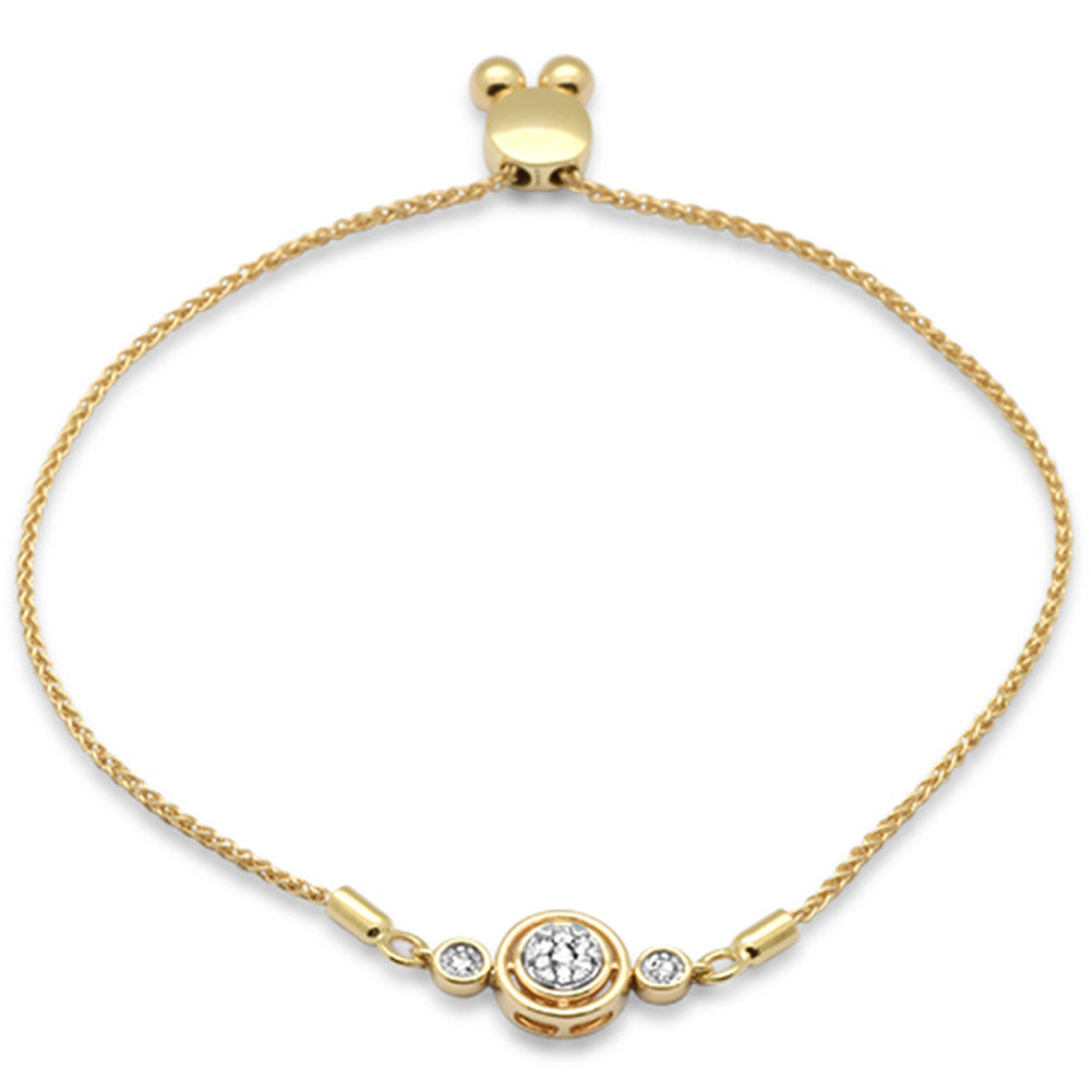 SPECIAL!.12ct G SI 14K Yellow Gold Diamond Round Shape Adjustable Bola Bracelet 7" Long Adjustable