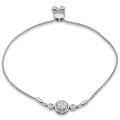 SPECIAL!.13ct G SI 14K White Gold Diamond Round Shape Adjustable Bola Bracelet 7" Long Adjustable