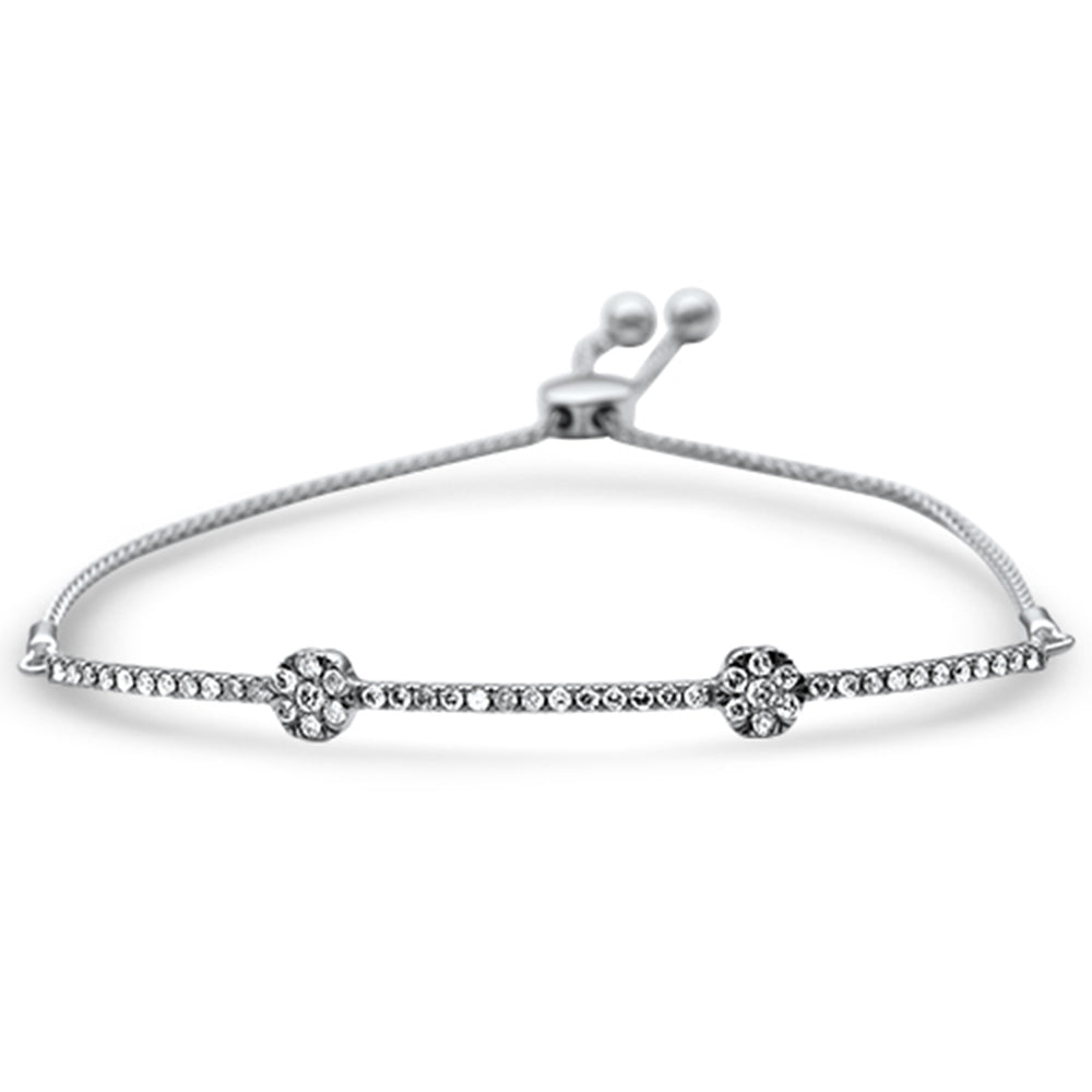 SPECIAL!.75ct G SI 14K White Gold Diamond Adjustable Bola Bracelet 7.25" Long Adjustable