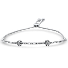 SPECIAL!.75ct G SI 14K White Gold Diamond Adjustable Bola Bracelet 7.25" Long Adjustable