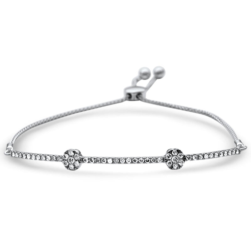 SPECIAL!.75ct G SI 14K White Gold Diamond Adjustable Bola Bracelet 7.25" Long Adjustable
