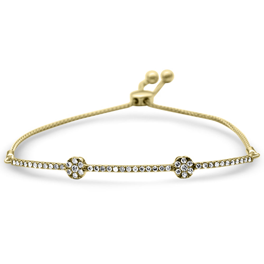 SPECIAL!.75ct G SI 14K Yellow Gold Diamond Adjustable Bola Bracelet 7.25" Long Adjustable