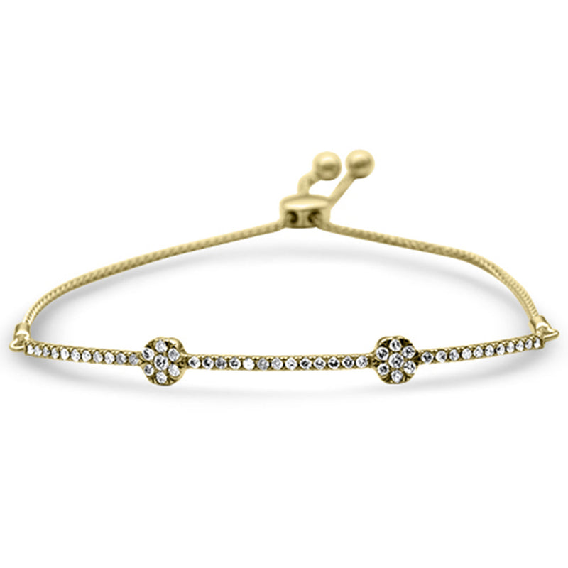 SPECIAL!.75ct G SI 14K Yellow Gold Diamond Adjustable Bola Bracelet 7.25" Long Adjustable