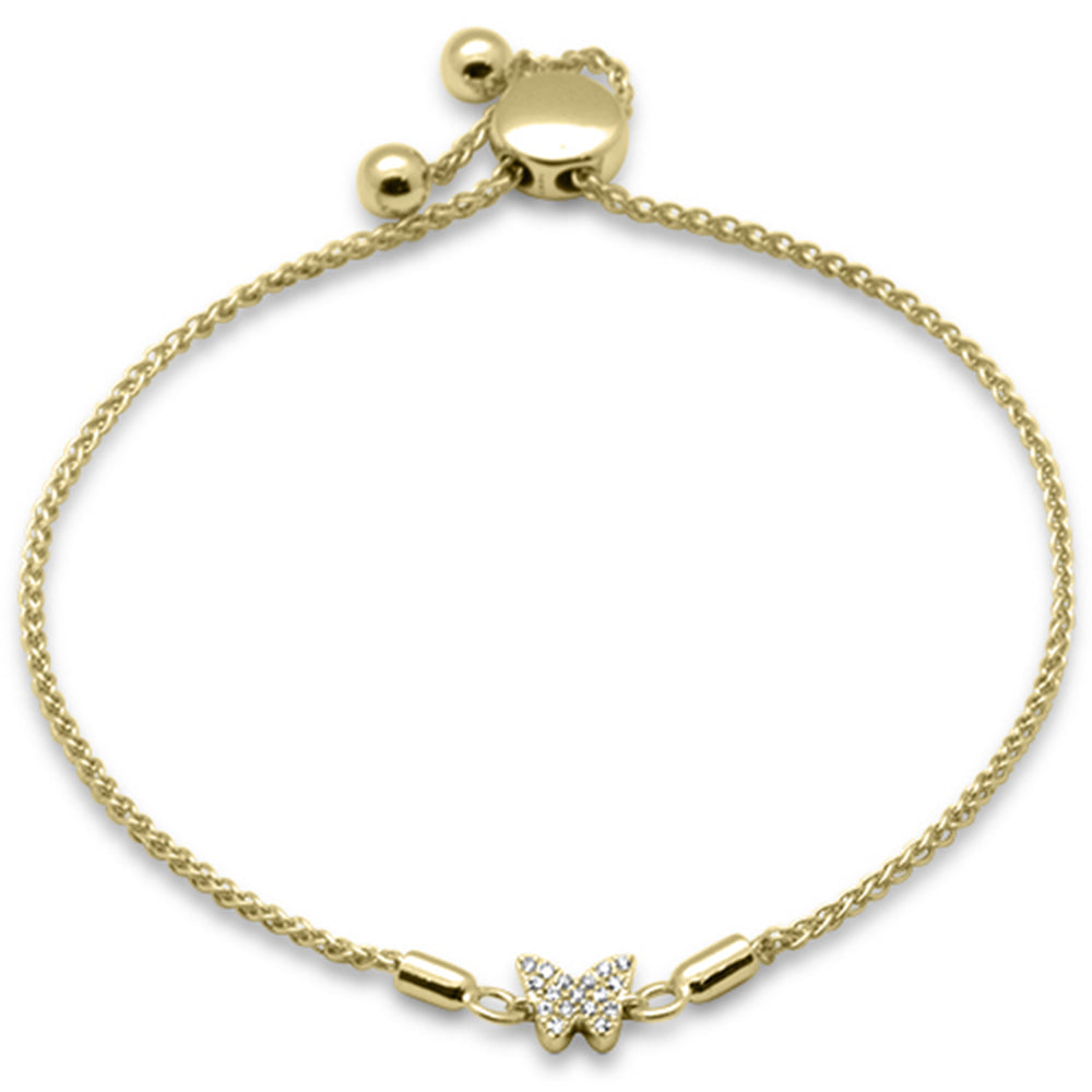 SPECIAL!.05ct G SI 14K Yellow Gold Diamond Adjustable Bola Bracelet 7" Long Adjustable