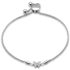 SPECIAL!.05ct G SI 14K White Gold Diamond Adjustable Bola Bracelet 7" Long Adjustable