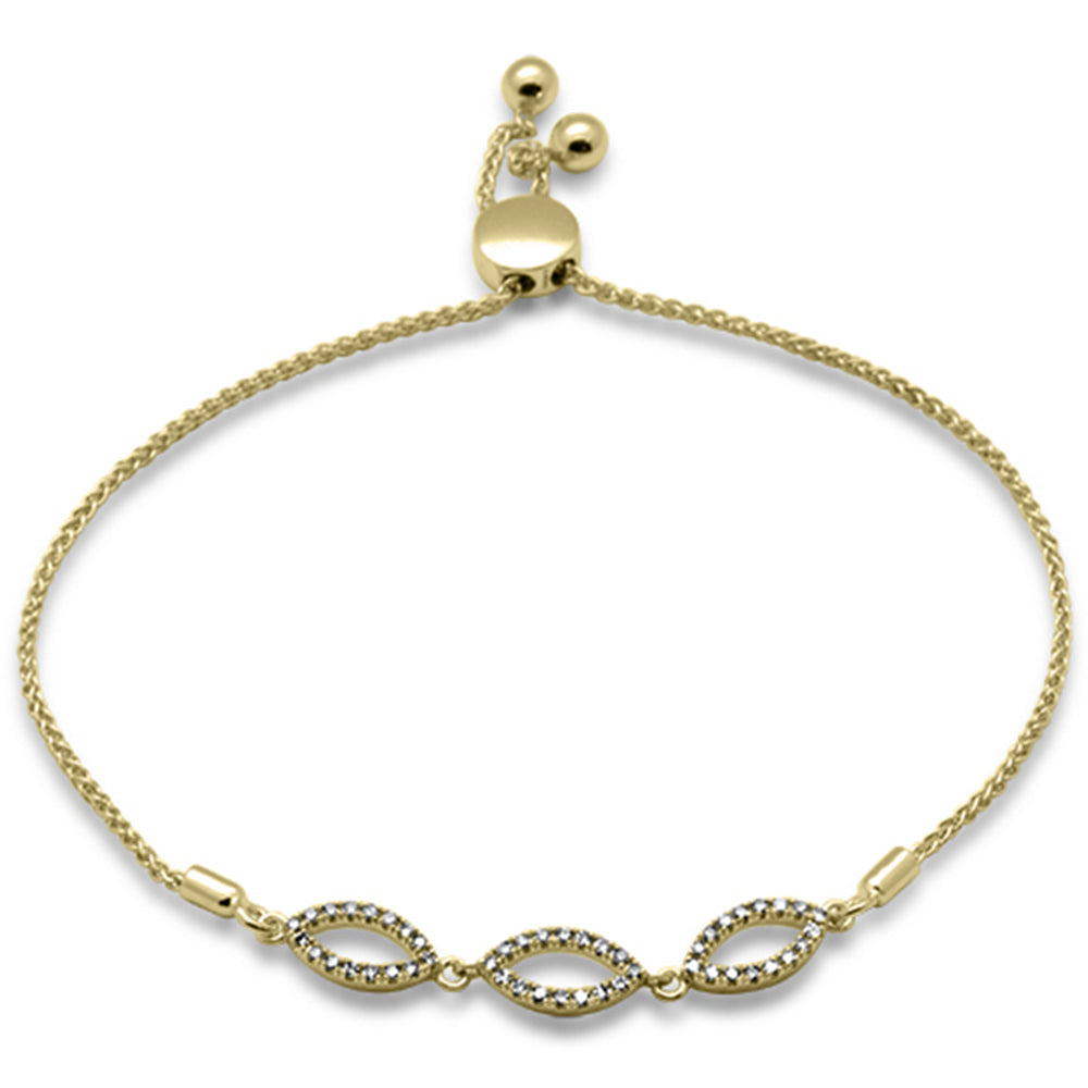 SPECIAL!.23ct G SI 14K Yellow Gold Diamond Adjustable Bola Bracelet 7.25" Long Adjustable