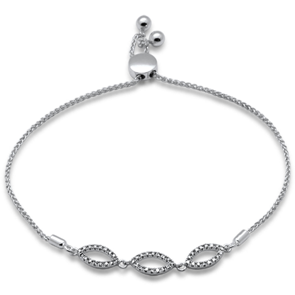 SPECIAL!.23ct G SI 14K White Gold Diamond Adjustable Bola Bracelet 7.25" Long Adjustable
