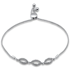 SPECIAL!.23ct G SI 14K White Gold Diamond Adjustable Bola Bracelet 7.25" Long Adjustable