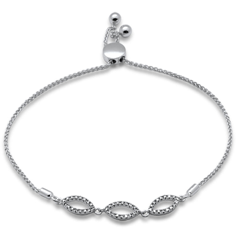 SPECIAL!.23ct G SI 14K White Gold Diamond Adjustable Bola Bracelet 7.25" Long Adjustable