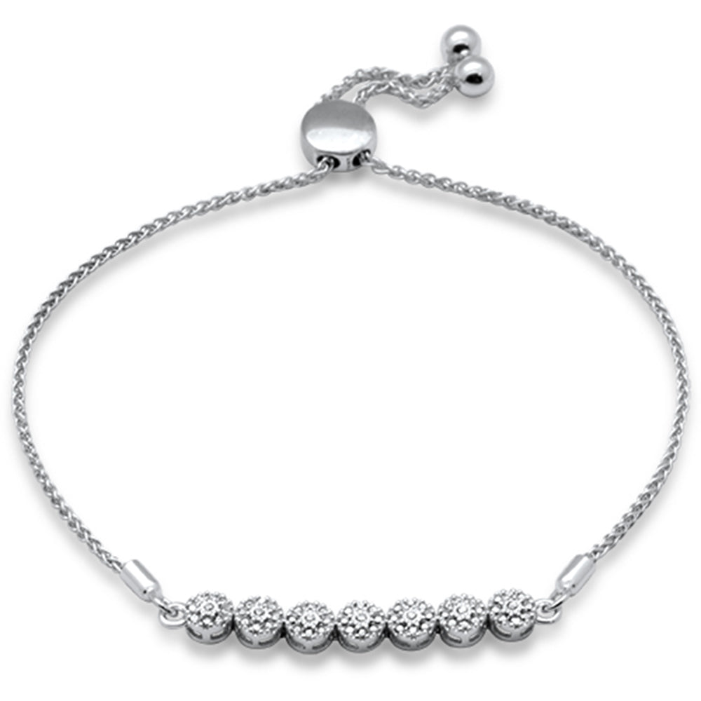 SPECIAL!.08ct G SI 14K White Gold Diamond Adjustable Bola Bracelet 7.25" Long Adjustable