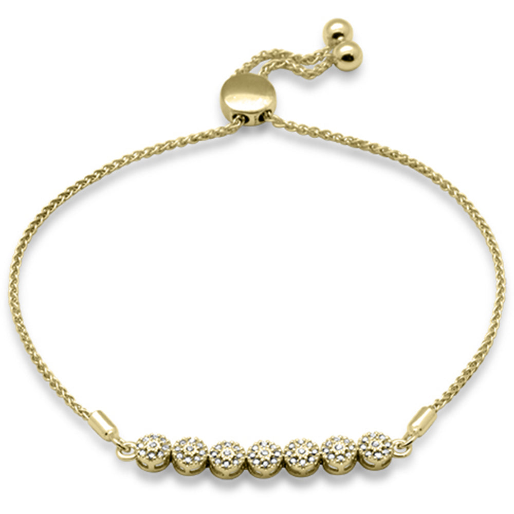 SPECIAL!.08ct G SI 14K Yellow Gold Diamond Adjustable Bola Bracelet 7.25" Long Adjustable
