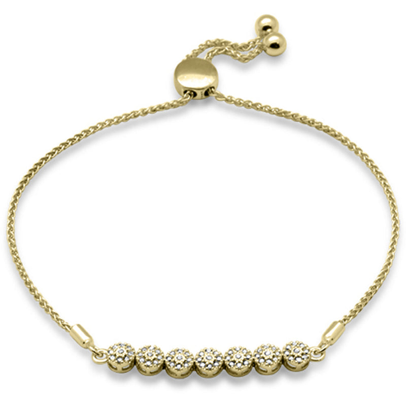 SPECIAL!.08ct G SI 14K Yellow Gold Diamond Adjustable Bola Bracelet 7.25" Long Adjustable