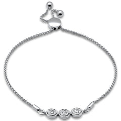 SPECIAL!.12ct G SI 14K White Gold Diamond Adjustable Bola Bracelet 7.25" Long Adjustable