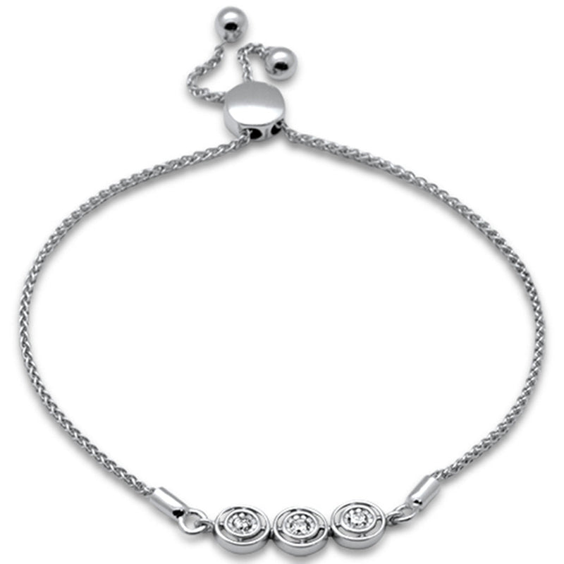 SPECIAL!.12ct G SI 14K White Gold Diamond Adjustable Bola Bracelet 7.25" Long Adjustable
