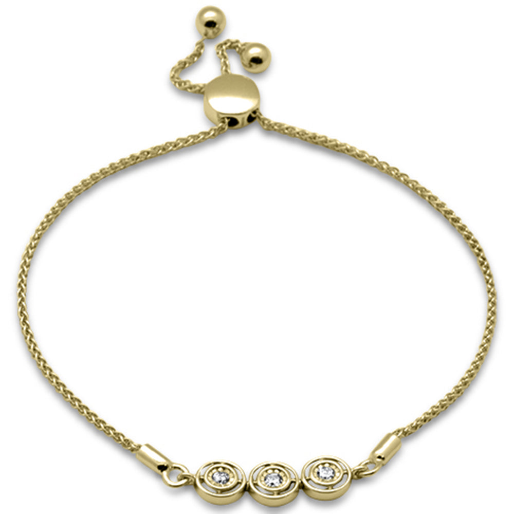 SPECIAL!.12ct G SI 14K Yellow Gold Diamond Adjustable Bola Bracelet 7.25" Long Adjustable