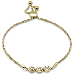 SPECIAL!.12ct G SI 14K Yellow Gold Diamond Adjustable Bola Bracelet 7.25" Long Adjustable