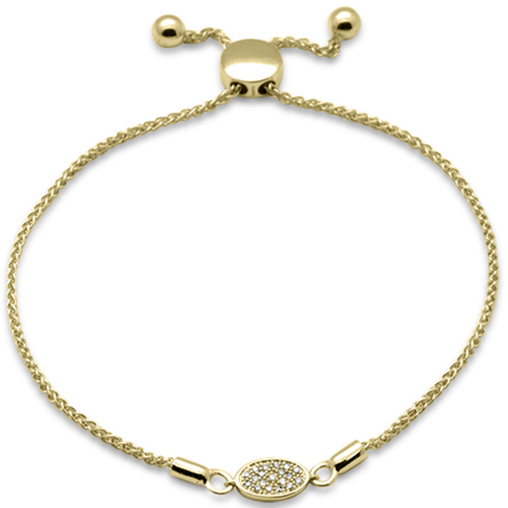 SPECIAL!.06ct G SI 14K Yellow Gold Diamond Adjustable Bola Bracelet 7" Long Adjustable