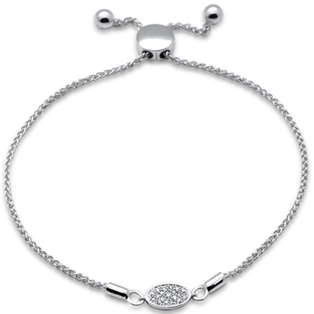 SPECIAL!.06ct G SI 14K White Gold Diamond Adjustable Bola Bracelet 7" Long Adjustable