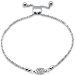 SPECIAL!.06ct G SI 14K White Gold Diamond Adjustable Bola Bracelet 7" Long Adjustable