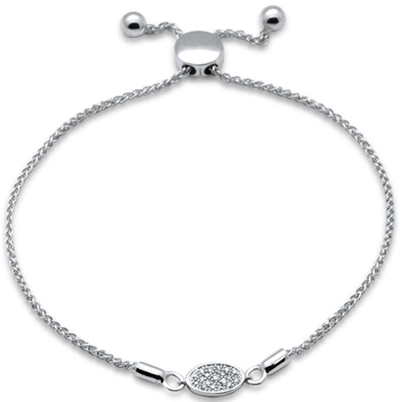 SPECIAL!.06ct G SI 14K White Gold Diamond Adjustable Bola Bracelet 7" Long Adjustable