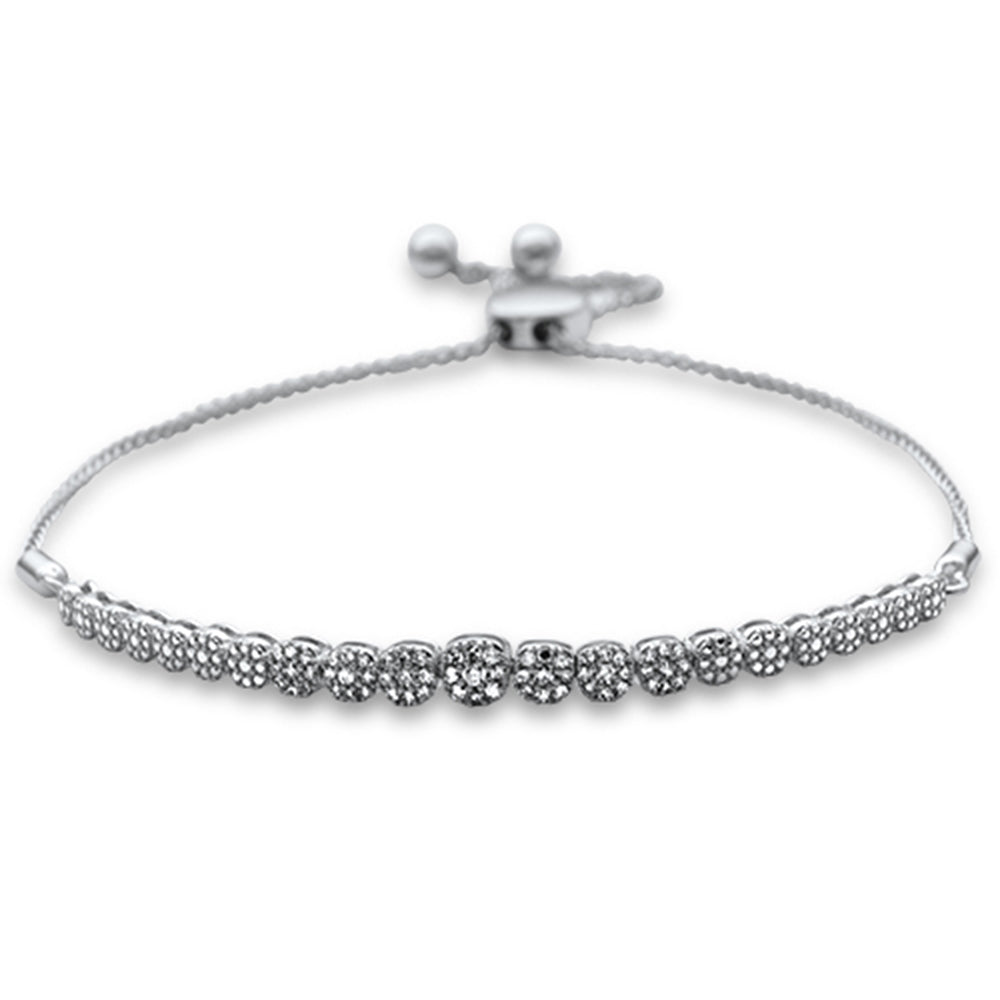 SPECIAL!.24ct G SI 14K White Gold Diamond Graduated Adjustable Bola Bracelet 7" Long Adjustable