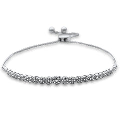 SPECIAL!.24ct G SI 14K White Gold Diamond Graduated Adjustable Bola Bracelet 7" Long Adjustable