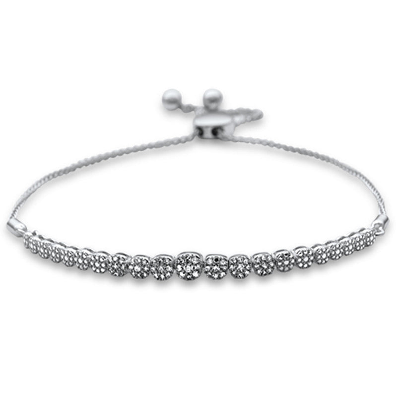 SPECIAL!.24ct G SI 14K White Gold Diamond Graduated Adjustable Bola Bracelet 7" Long Adjustable