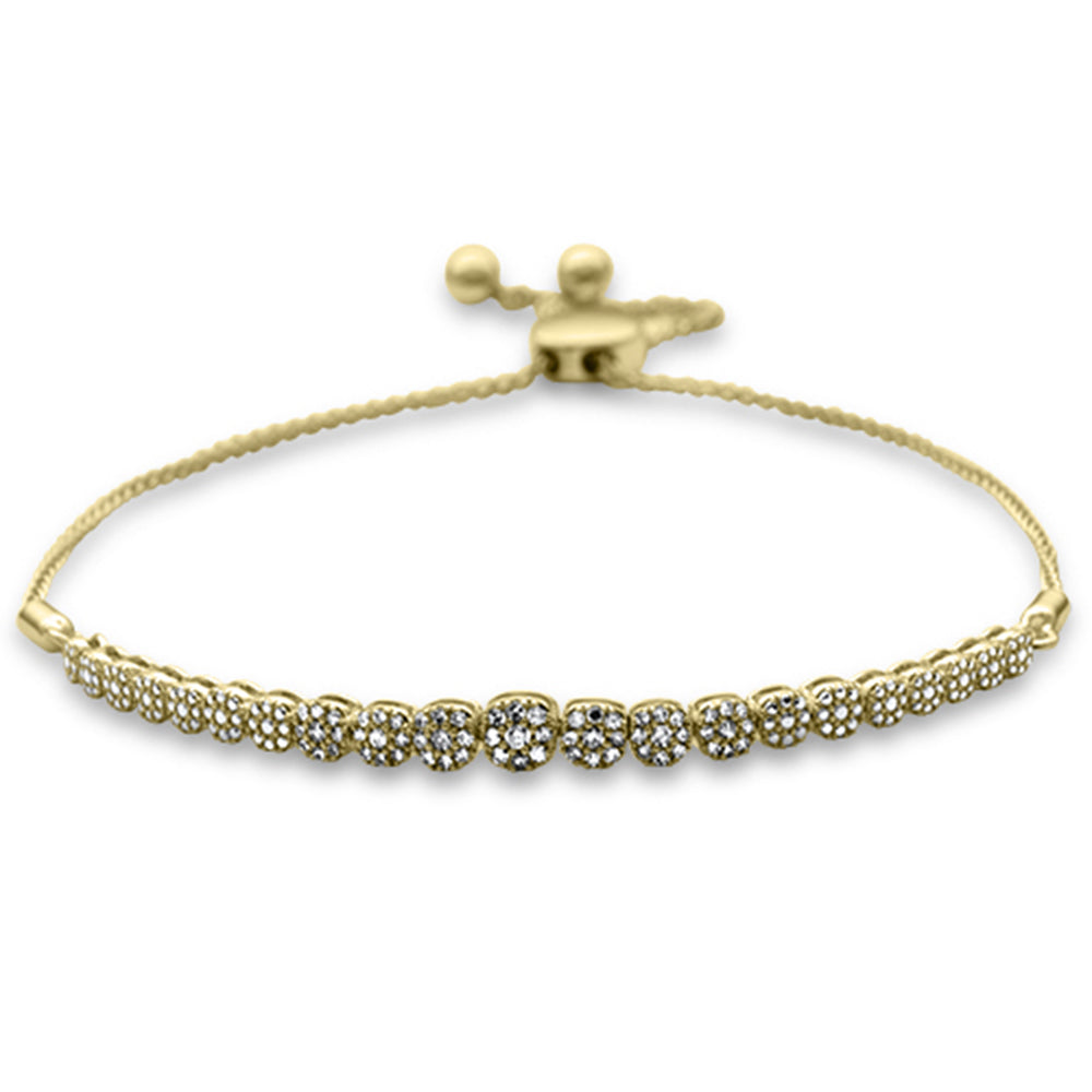 SPECIAL!.24ct G SI 14K Yellow Gold Diamond Graduated Adjustable Bola Bracelet 7" Long Adjustable