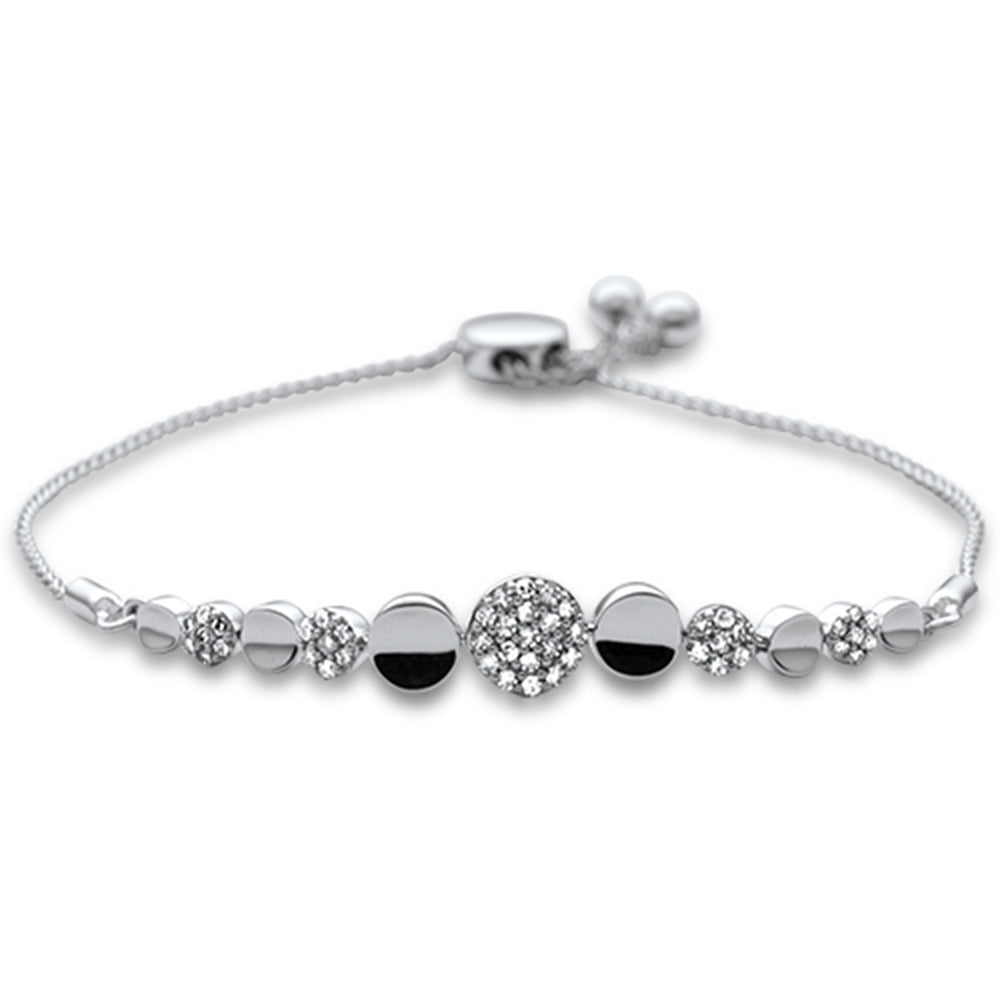 SPECIAL!.32ct G SI 14K White Gold Diamond Graduated Round Shapes Adjustable Bola Bracelet 7.25" Long Adjustable