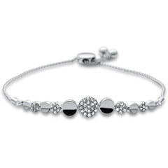 SPECIAL!.32ct G SI 14K White Gold Diamond Graduated Round Shapes Adjustable Bola Bracelet 7.25" Long Adjustable
