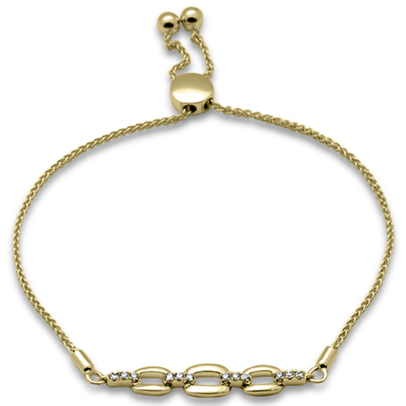 SPECIAL!.13ct G SI 14K Yellow Gold Diamond Adjustable Bola Bracelet 7.25" Long Adjustable