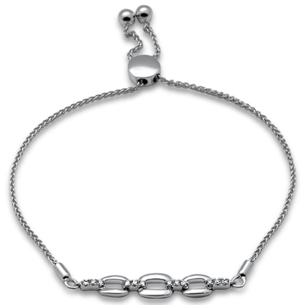 SPECIAL!.13ct G SI 14K White Gold Diamond Adjustable Bola Bracelet 7.25" Long Adjustable