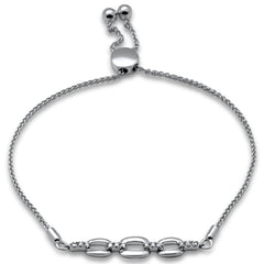 SPECIAL!.13ct G SI 14K White Gold Diamond Adjustable Bola Bracelet 7.25" Long Adjustable