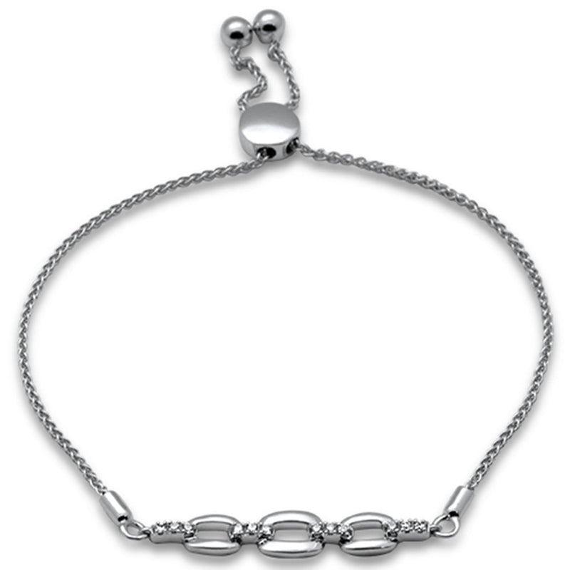 SPECIAL!.13ct G SI 14K White Gold Diamond Adjustable Bola Bracelet 7.25" Long Adjustable