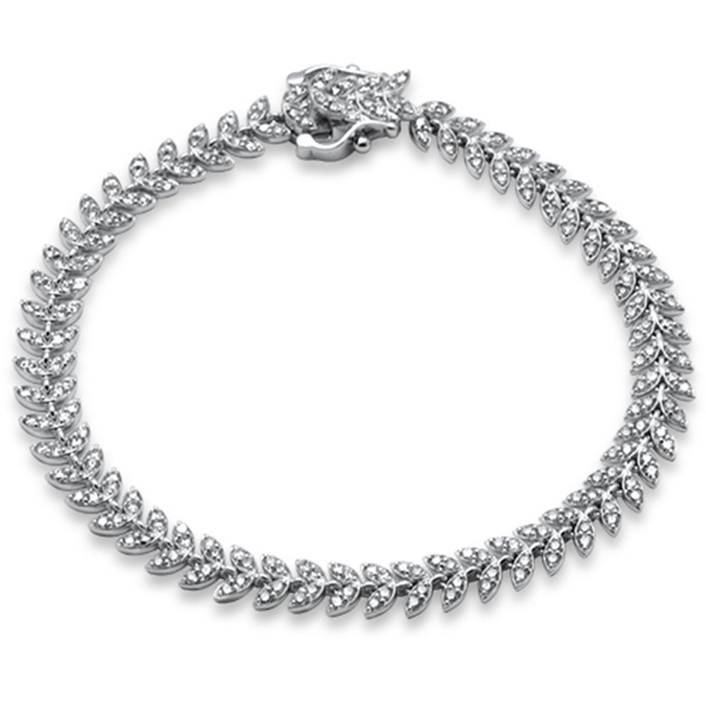 SPECIAL!1.96ct G SI 14K White Gold Diamond Olive Branch Bracelet 7" Long