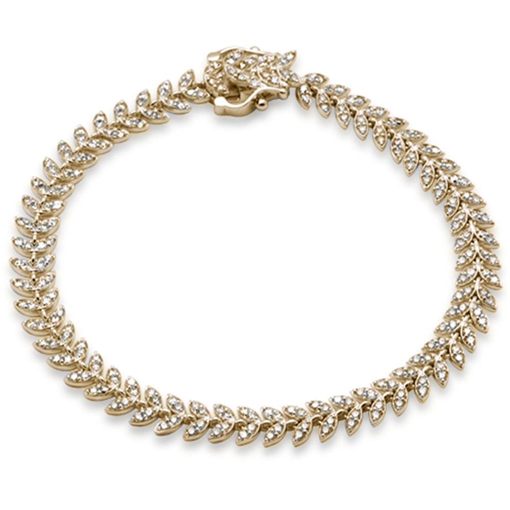 SPECIAL! 1.96ct G SI 14K Yellow Gold Diamond Olive Branch Bracelet 7.25" Long