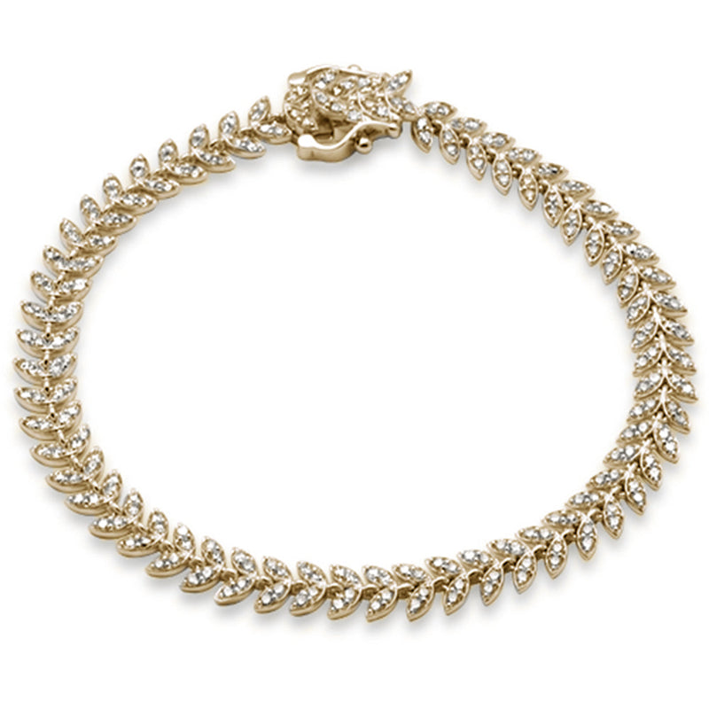 SPECIAL! 1.96ct G SI 14K Yellow Gold Diamond Olive Branch Bracelet 7.25" Long