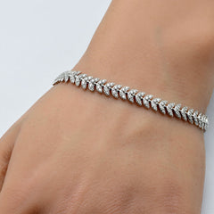 SPECIAL! 1.96ct G SI 14K Yellow Gold Diamond Olive Branch Bracelet 7.25" Long