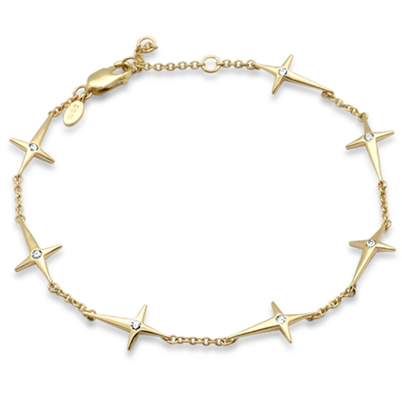 SPECIAL!.10ct G SI 14K Yellow Gold Diamond Thin Sideways Cross Bracelet 6.25+1" Ext Long
