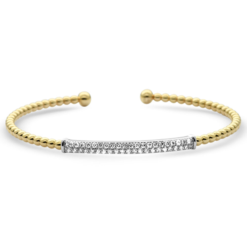 SPECIAL! .49ct G SI 14K Yellow Gold Diamond Beaded Style Open Bangle Bracelet
