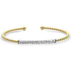 SPECIAL! .49ct G SI 14K Yellow Gold Diamond Beaded Style Open Bangle Bracelet