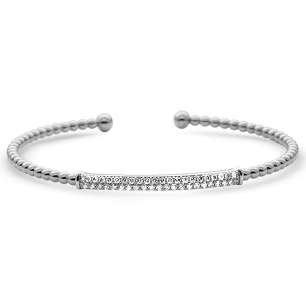 SPECIAL!.50ct G SI 14K White Gold Diamond Beaded Style Open Bangle Bracelet