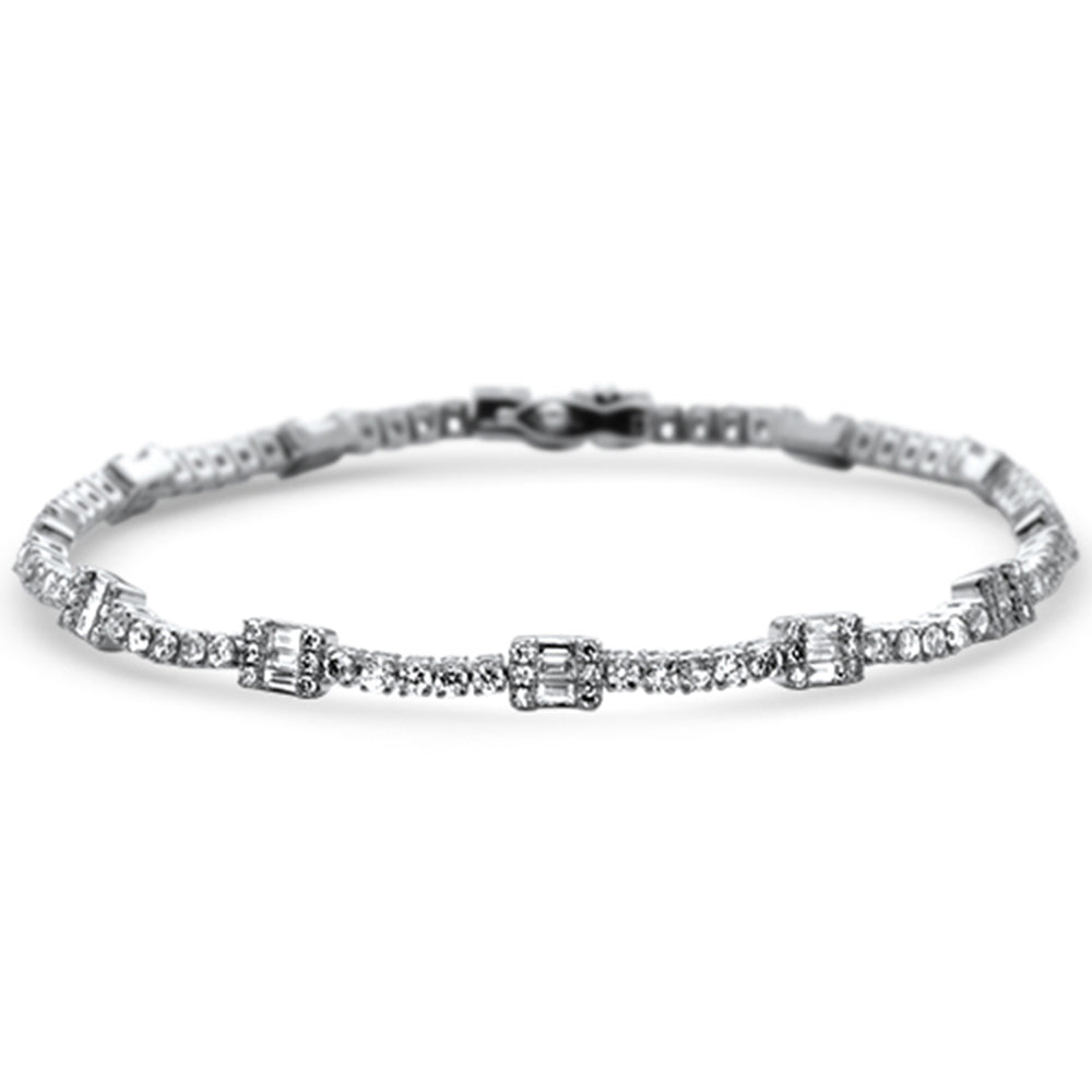 SPECIAL!2.49ct G SI 14K White Gold Diamond Round & Baguette Tennis Bracelet 7" Long