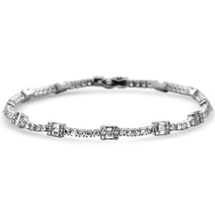 SPECIAL!2.49ct G SI 14K White Gold Diamond Round & Baguette Tennis Bracelet 7" Long