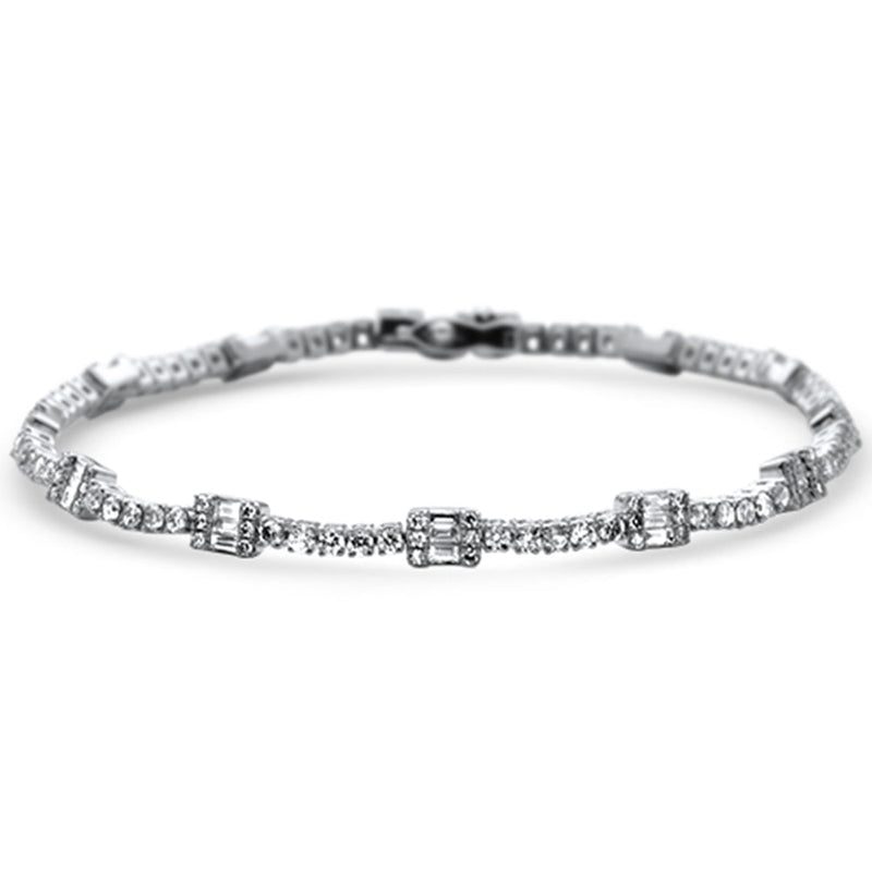 SPECIAL!2.49ct G SI 14K White Gold Diamond Round & Baguette Tennis Bracelet 7" Long